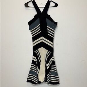 Lanvin size TXL Black and cream Halter Mini Dress
